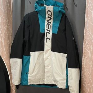 O'Neill Men's Black, White, and Teal Ski Jacket